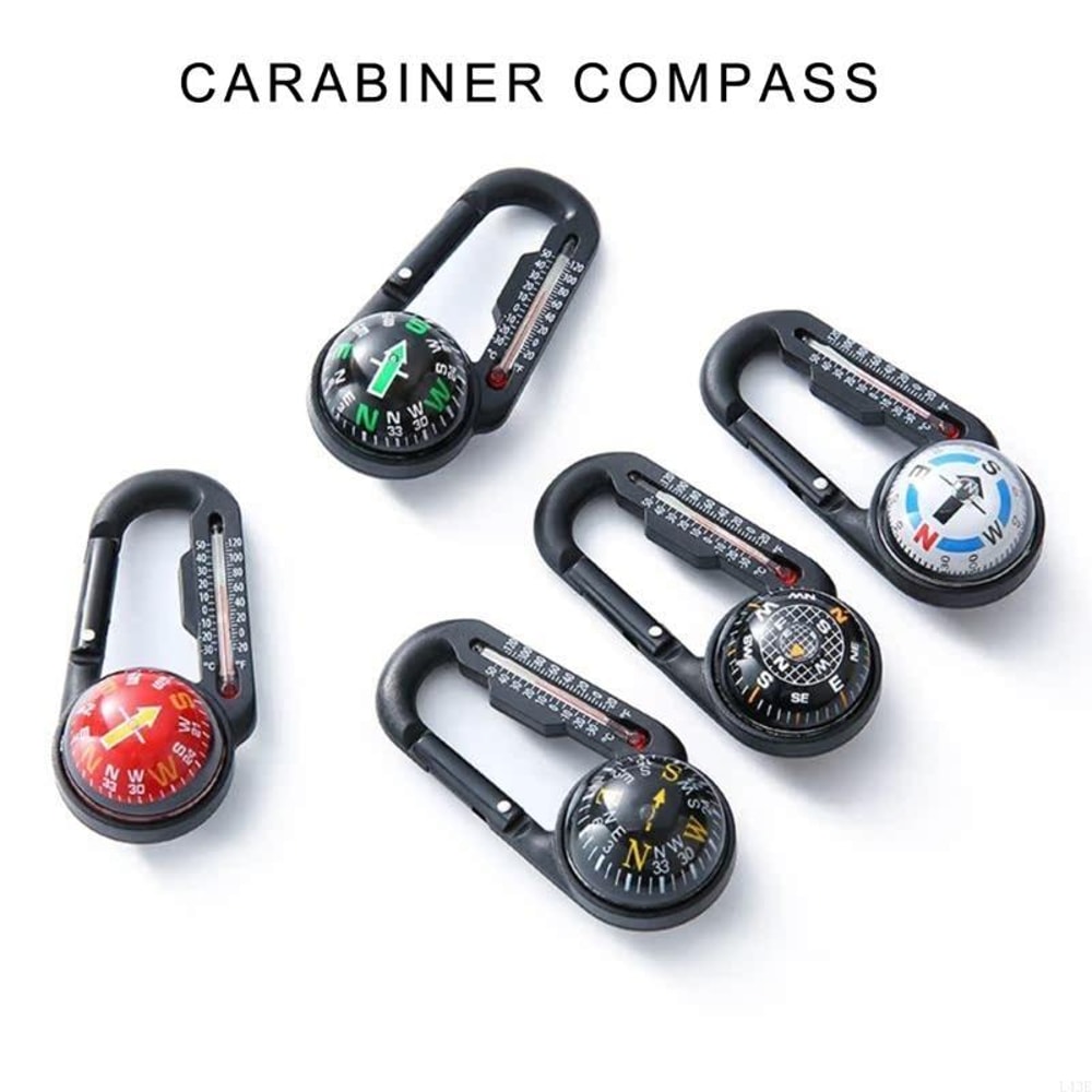 Outdoor Camping Compass Carabiner Keychain With Thermometer 2