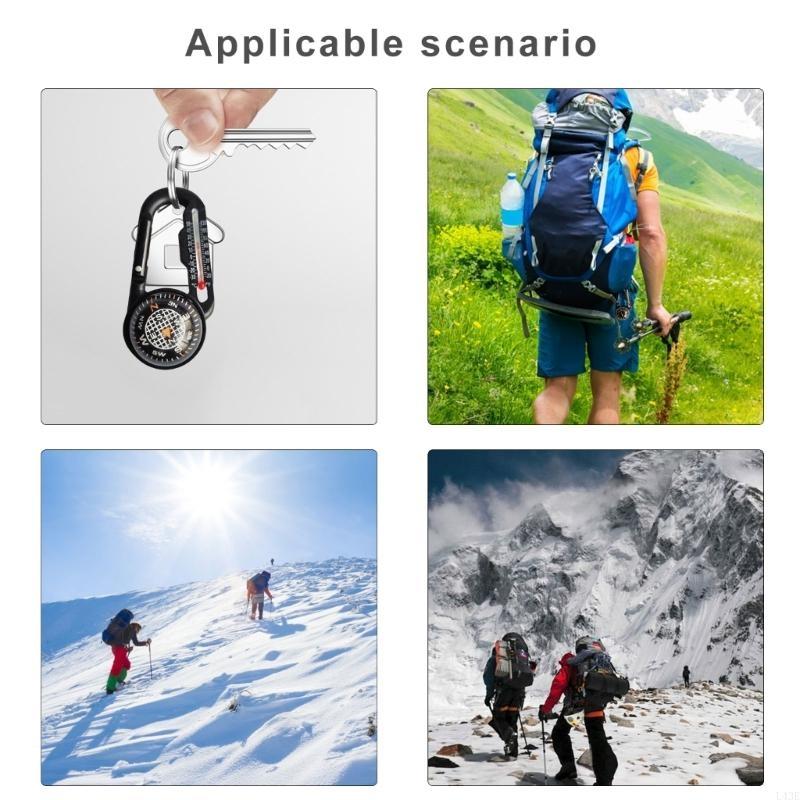 Outdoor Camping Compass Carabiner Keychain With Thermometer 3