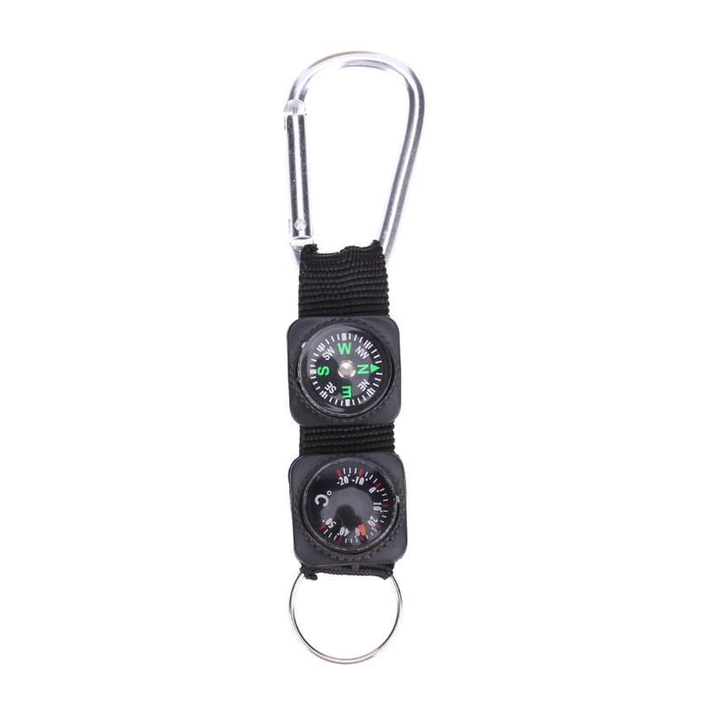 Carabiner Compass Thermometer Compact Outdoor Hiking Camping Survival Tool 0