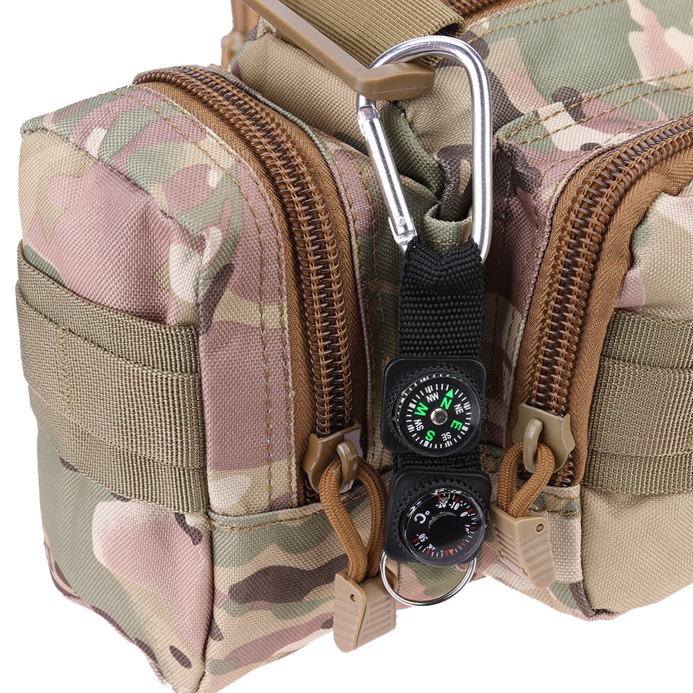 Carabiner Compass Thermometer Compact Outdoor Hiking Camping Survival Tool 2