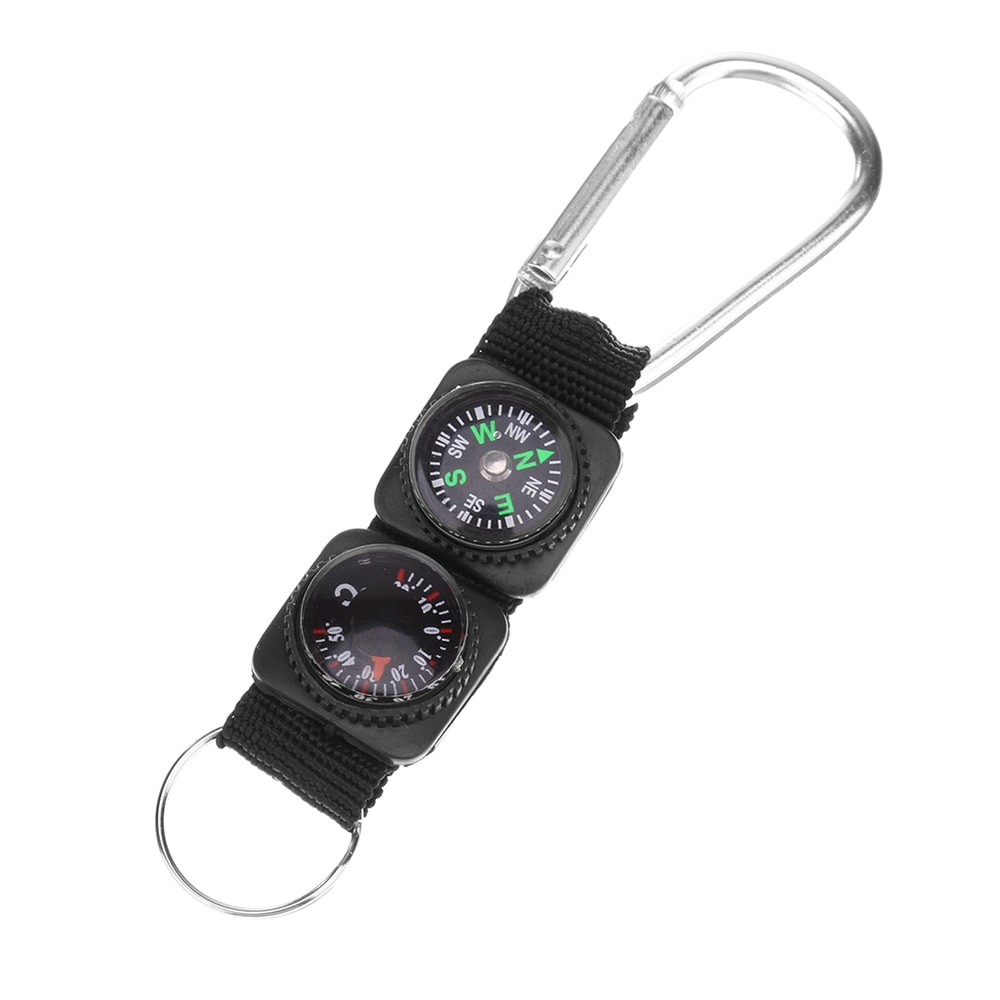 Carabiner Compass Thermometer Compact Outdoor Hiking Camping Survival Tool 3