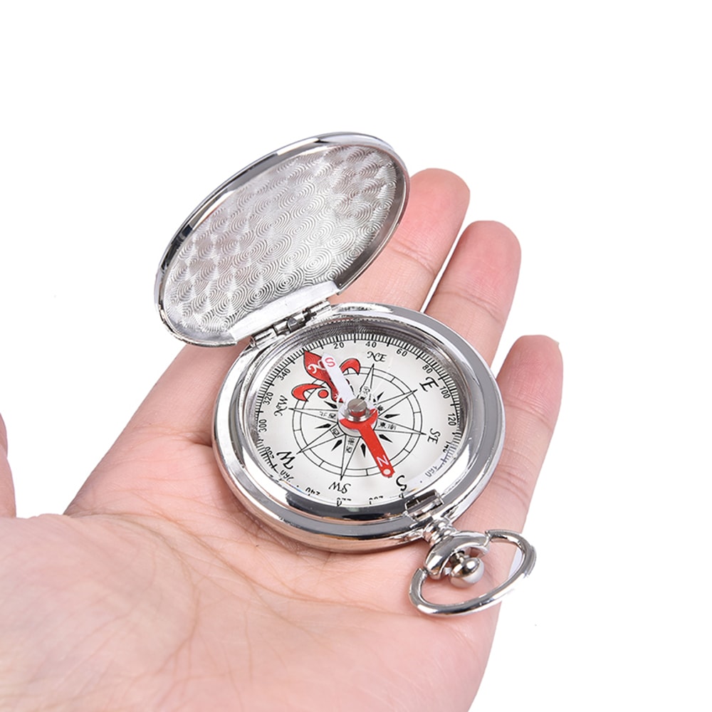 Vintage Explorer Portable Hiking Compass Keychain Flip Pocket Watch Navigation Tool 0
