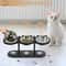 Elevated Cat Bowl with Black Wooden Stand Stainless Steel Sloped Feeder