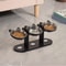 Elevated Cat Bowl with Black Wooden Stand Stainless Steel Sloped Feeder