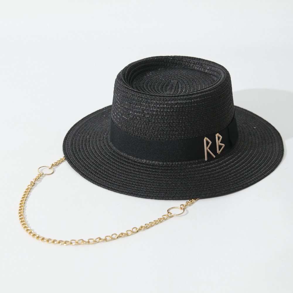 Elegant Womens Summer Straw Hat With Ribbon Decoration Beach Travel Sun Hat 4