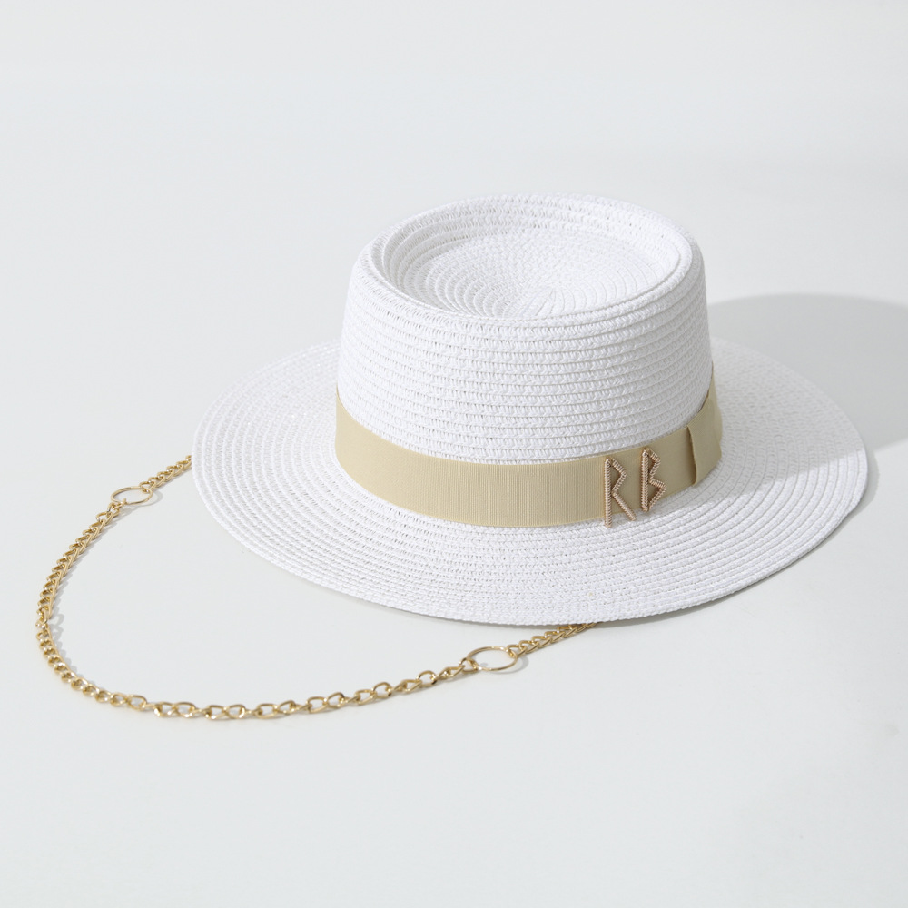 Elegant Womens Summer Straw Hat With Ribbon Decoration Beach Travel Sun Hat 6