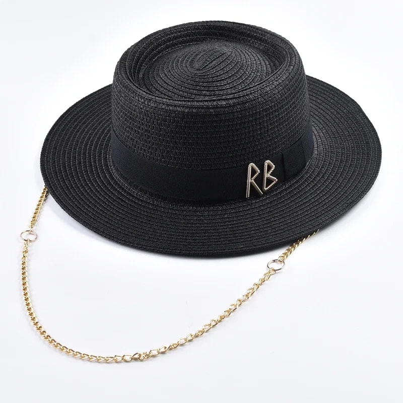 Elegant Womens Summer Straw Hat With Ribbon Decoration Beach Travel Sun Hat 7