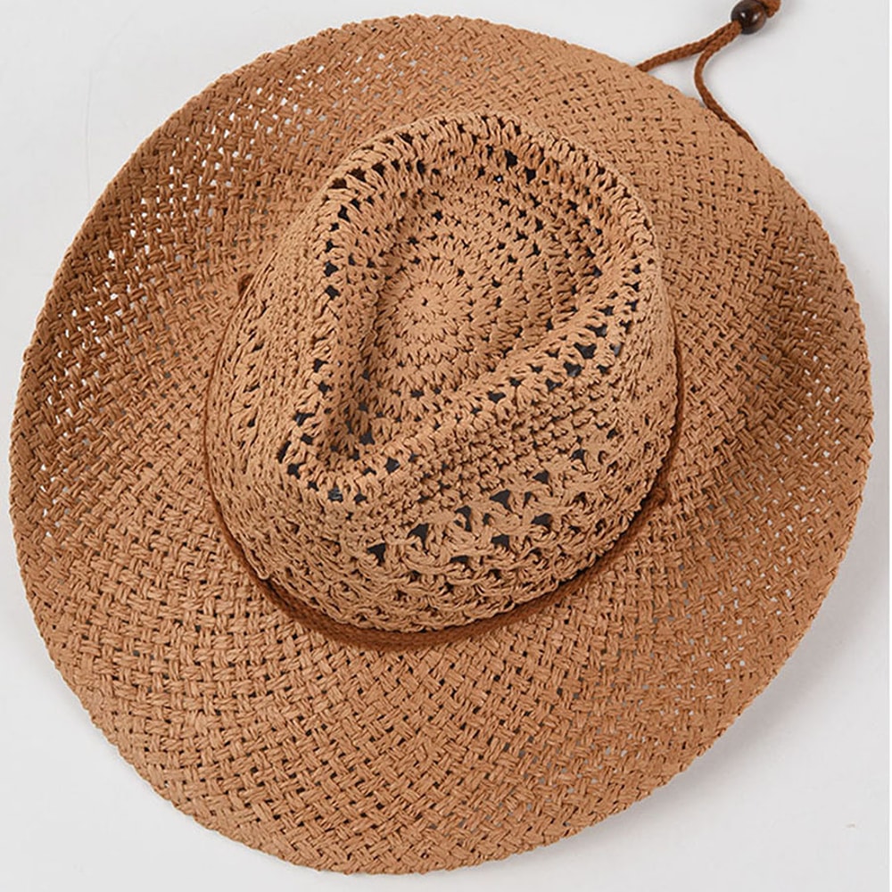 Breathable Panama Straw Hat For Men Women Wide Brim Sun Protection Travel Beach Hat 5