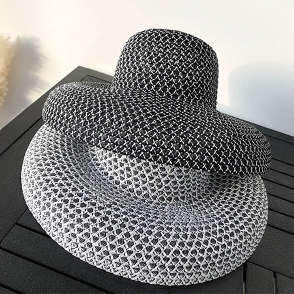 Vintage Womens Straw Wide Brim Sun Hat Breathable Beach Hat For Summer Style Sun Protection 3
