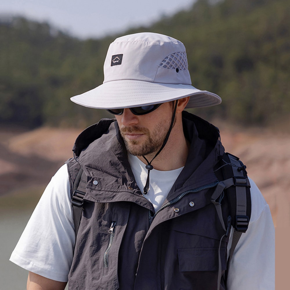 Mens Summer Fishing Hat With Wide Brim UV Protection 1