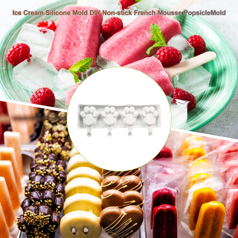 Dog Paw Silicone Ice Cream Mold Non Stick Popsicle Summer Treats 2
