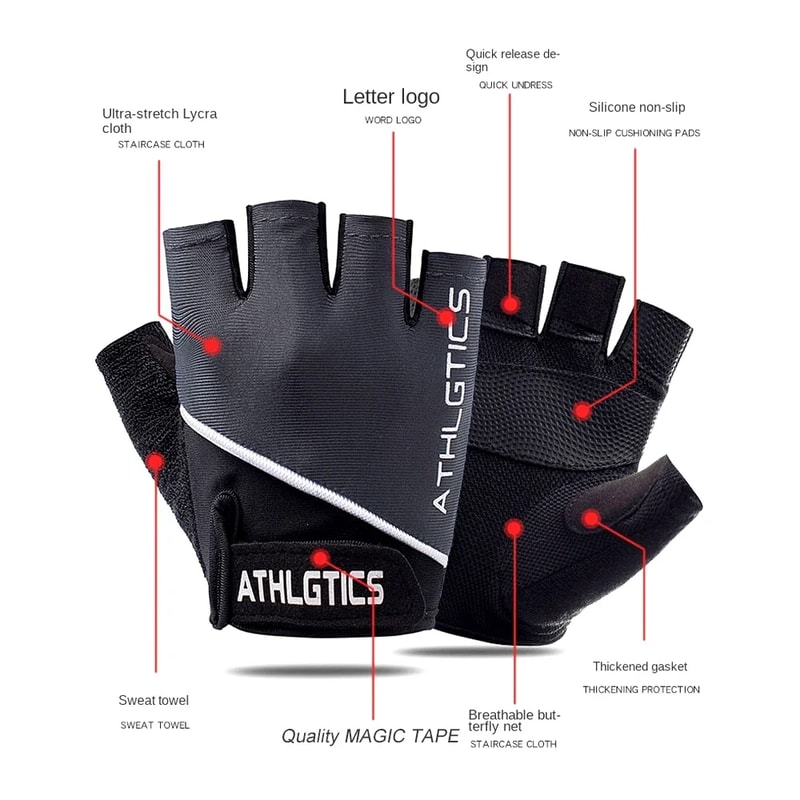 Breathable Cycling Fingerless Workout Gloves For Gym Weight Lifting 1