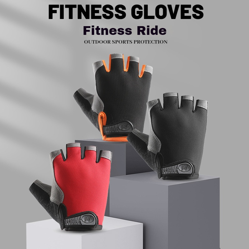 Premium Breathable Half Finger Cycling Gloves Anti Slip Grip & Unisex Gym Fitness Gloves