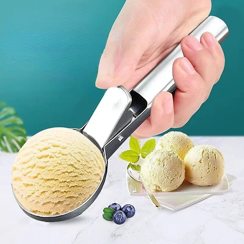 Premium Stainless Steel Ice Cream Fruit Scoop Dual Purpose Kitchen Tool 0