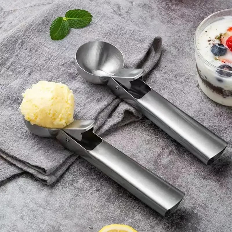 Premium Stainless Steel Ice Cream Fruit Scoop Dual Purpose Kitchen Tool 1