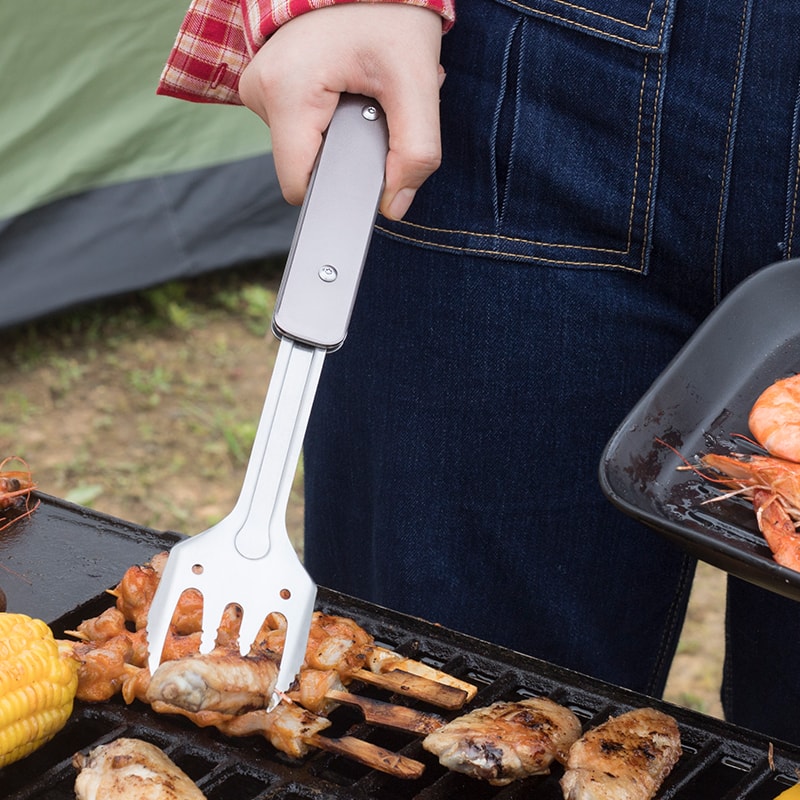 Mini BBQ Tool Set With Spatula Fork Tongs Bottle Opener For Outdoor Cooking 1