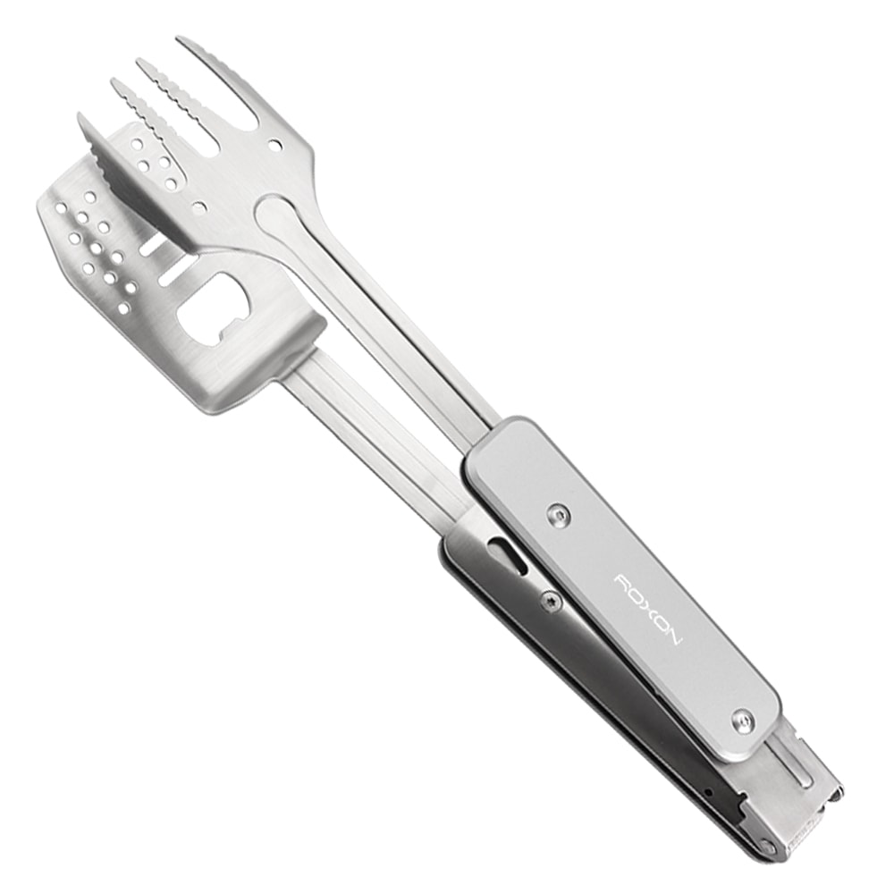 Mini BBQ Tool Set With Spatula Fork Tongs Bottle Opener For Outdoor Cooking 3