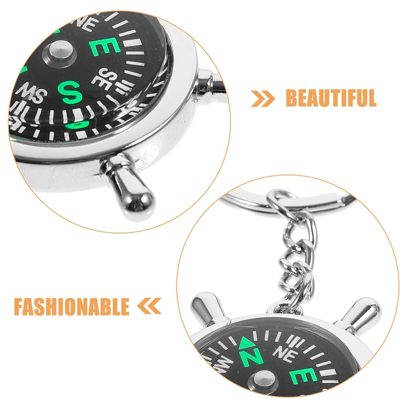 Mini Zinc Alloy Survival Compass Keychain for Hiking & Outdoor Adventures