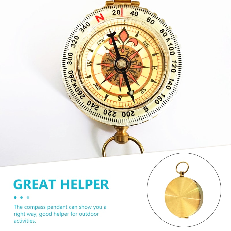 Vintage Pocket Compass Pendant For Camping Hiking Outdoor Navigation 2