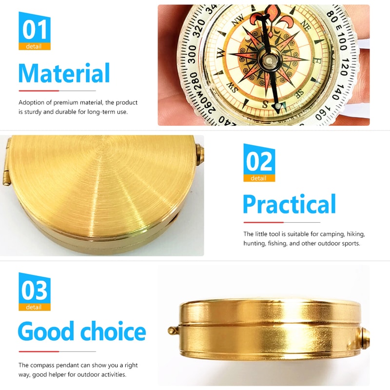 Vintage Pocket Compass Pendant For Camping Hiking Outdoor Navigation 4