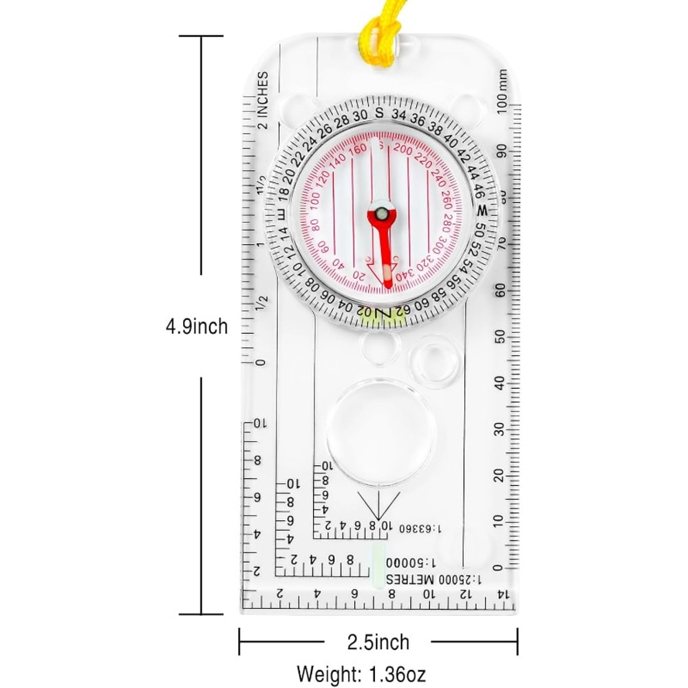 Tactical Multifunction Compass With Map Measurer Hiking Scale 3