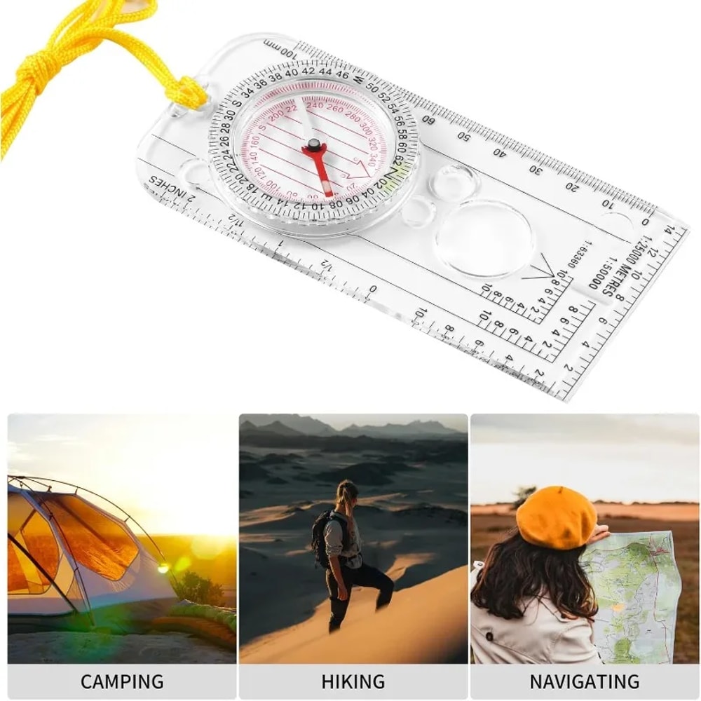 Tactical Multifunction Compass With Map Measurer Hiking Scale 5