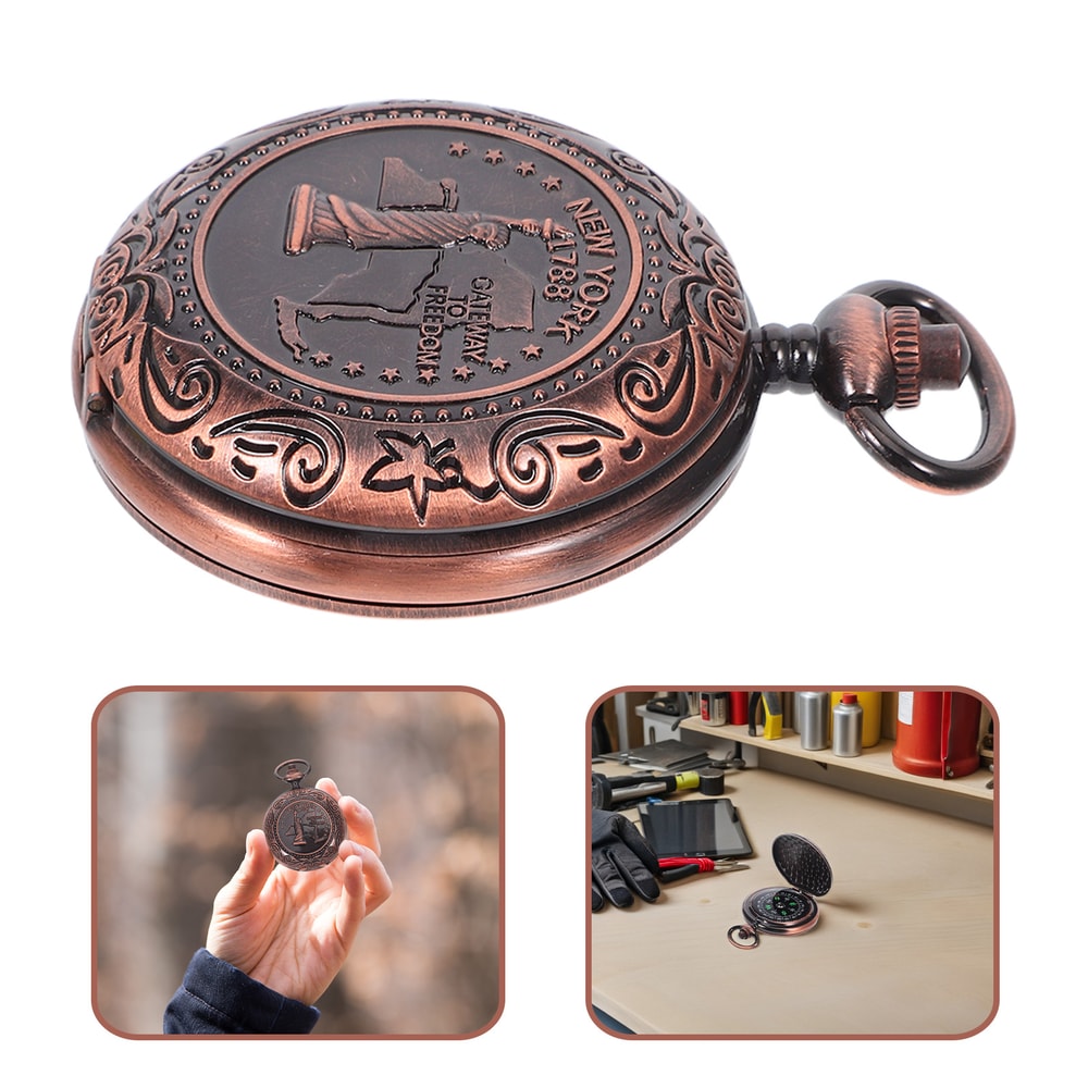 Vintage Pocket Watch Compass Portable Hiking Survival Tool