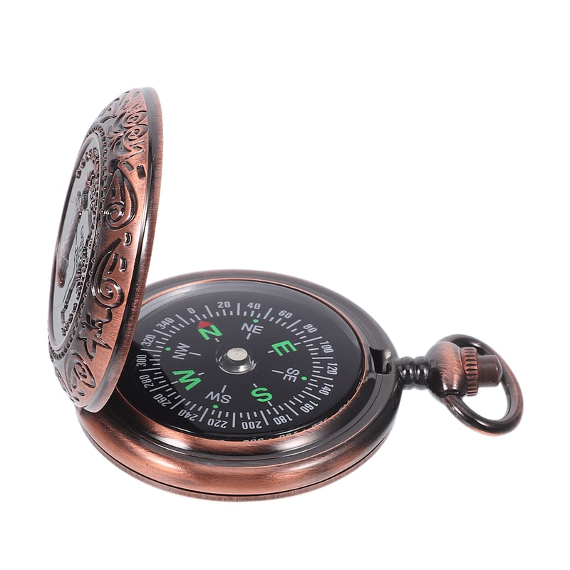 Vintage Pocket Watch Compass Portable Hiking Survival Tool