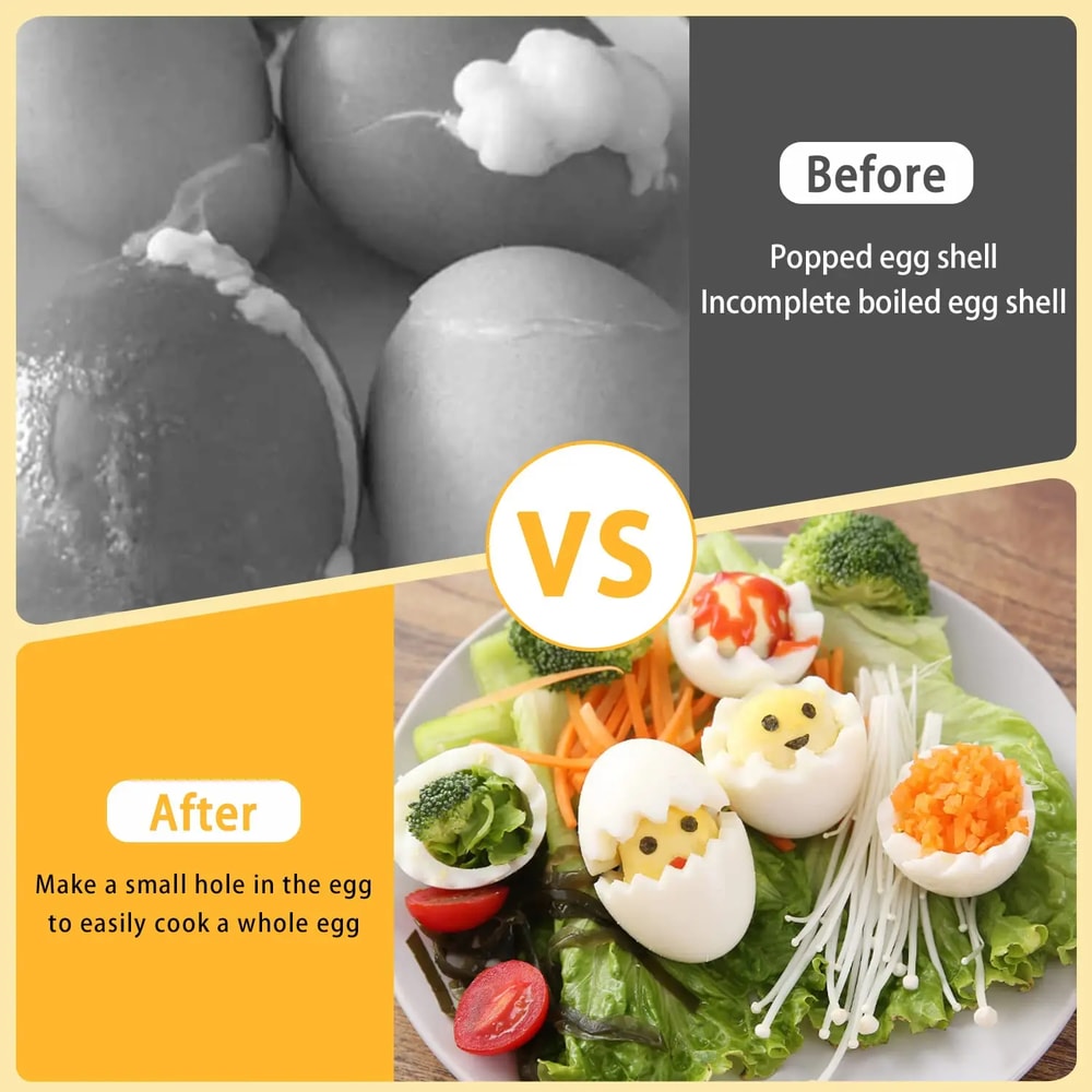 Stainless Steel Egg Hole Puncher Prevent Egg Cracking During Boiling 4