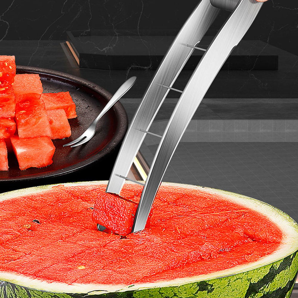 Premium Watermelon Cutter Fruit Slicer Stainless Steel Melon Cube Maker 5
