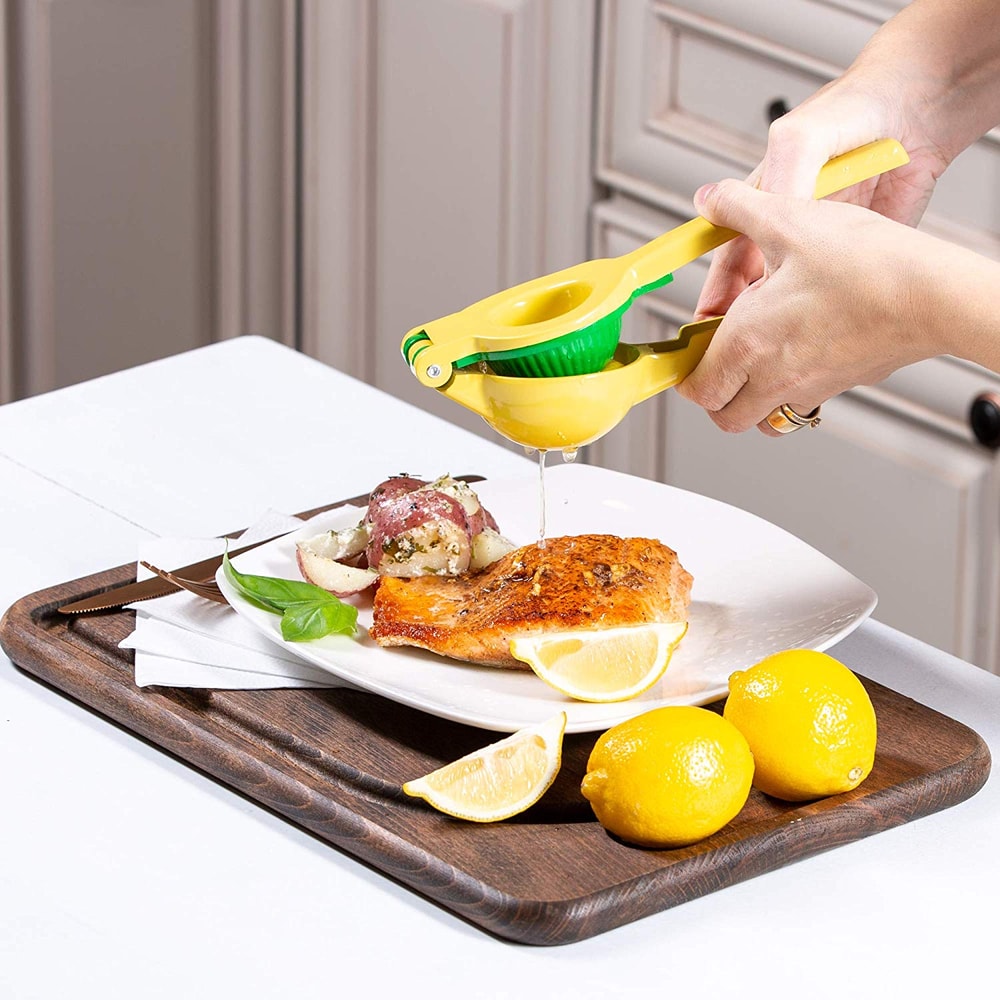 Dual Bowl Aluminum Citrus Press Heavy Duty Manual Citrus Juicer for Lemon, Orange & Lime