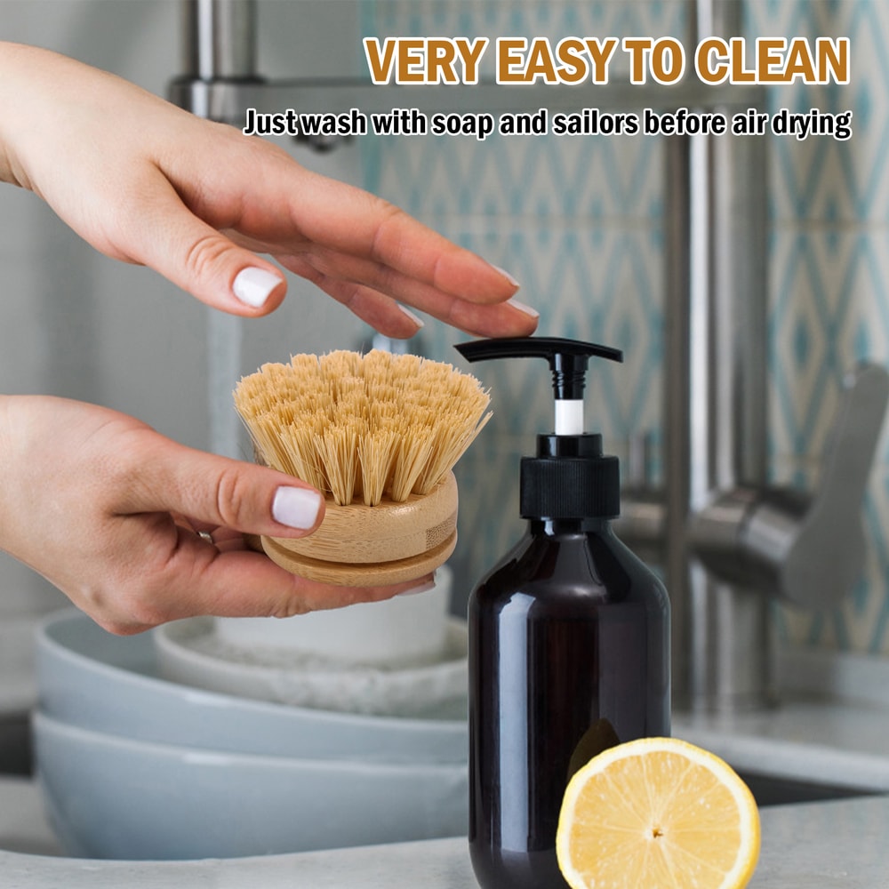 Eco Friendly Bamboo Kitchen Dish Brush for Pots & Stove Cleaning