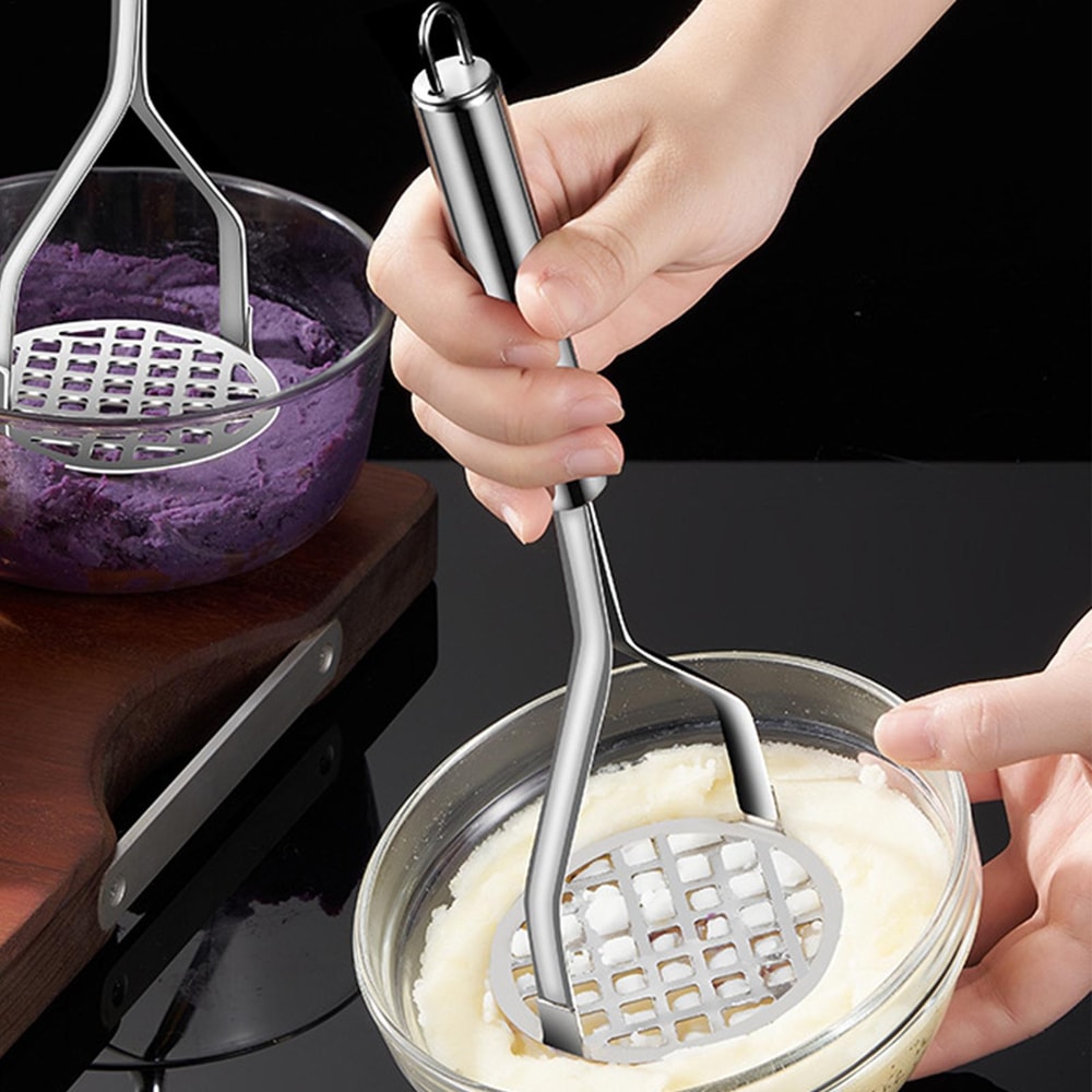 Premium Stainless Steel Potato Masher & Vegetable Press for Smooth Purees