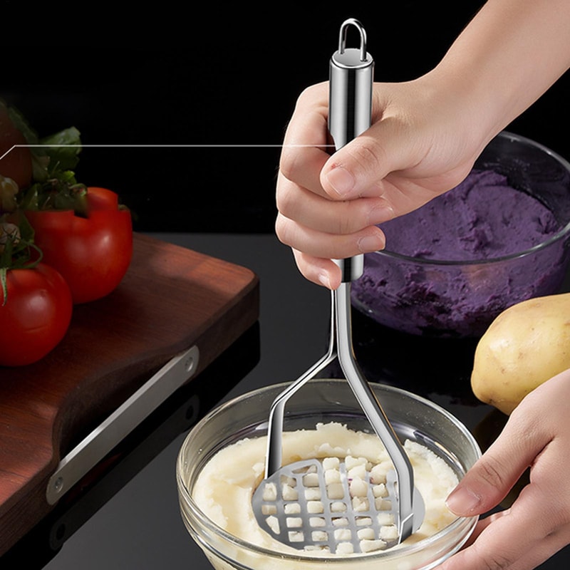 Premium Stainless Steel Potato Masher & Vegetable Press for Smooth Purees