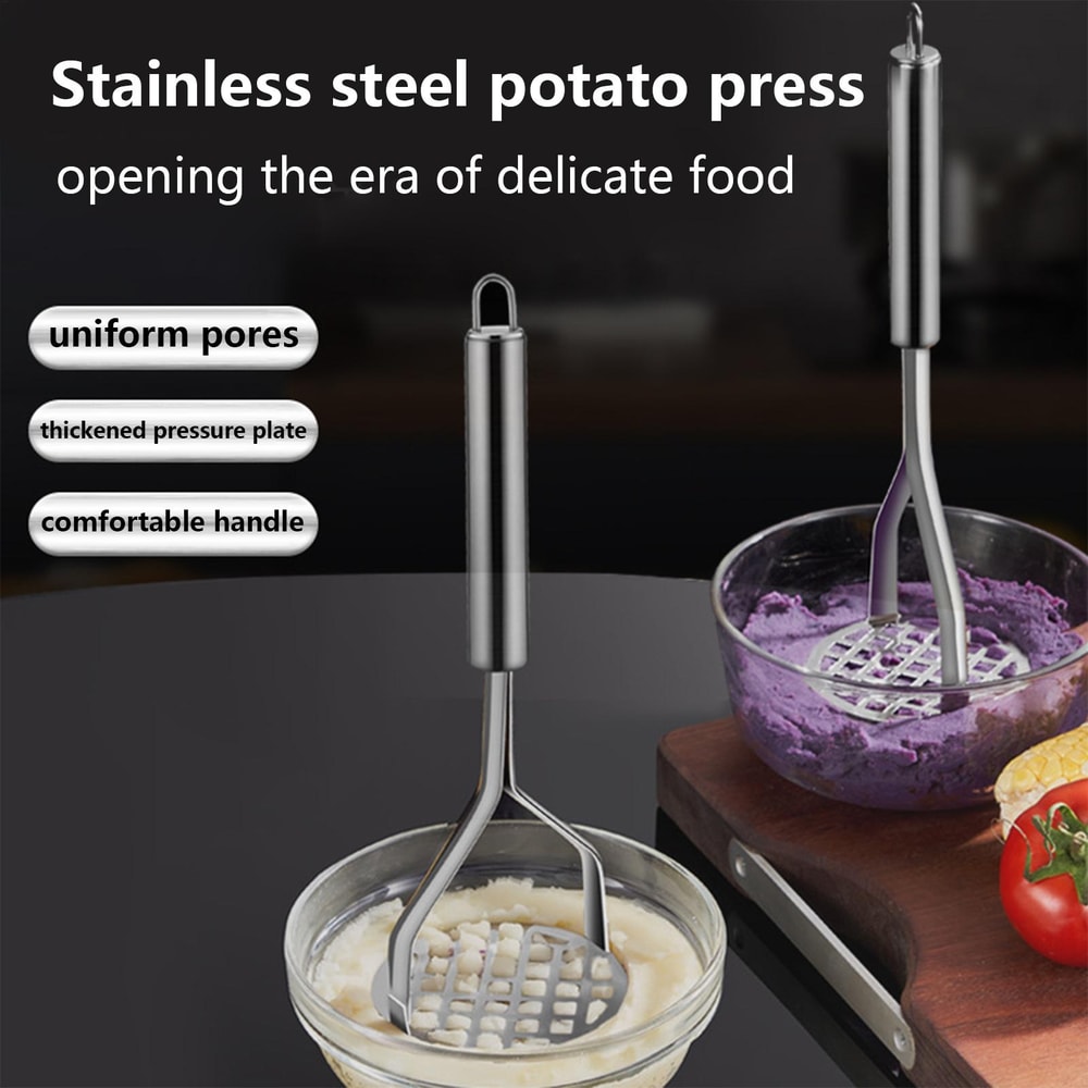 Premium Stainless Steel Potato Masher & Vegetable Press for Smooth Purees