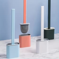 toilet brush with soft bristle head for deep cleaning