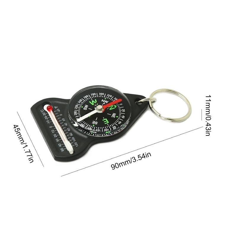 Mini Survival Compass Thermometer Portable Outdoor Hiking Compass Keychain