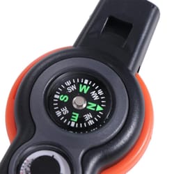 survival whistle with compass, led light & thermometer