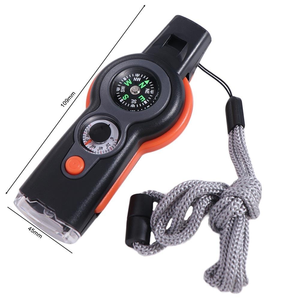 Survival Whistle with Compass, LED Light & Thermometer