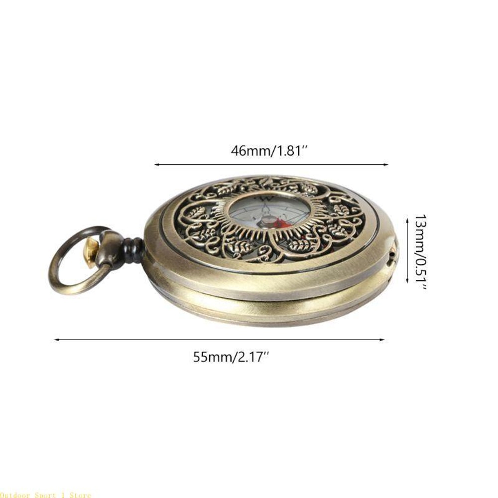 Vintage Pocket Watch Compass Necklace Outdoor Navigation Timepiece