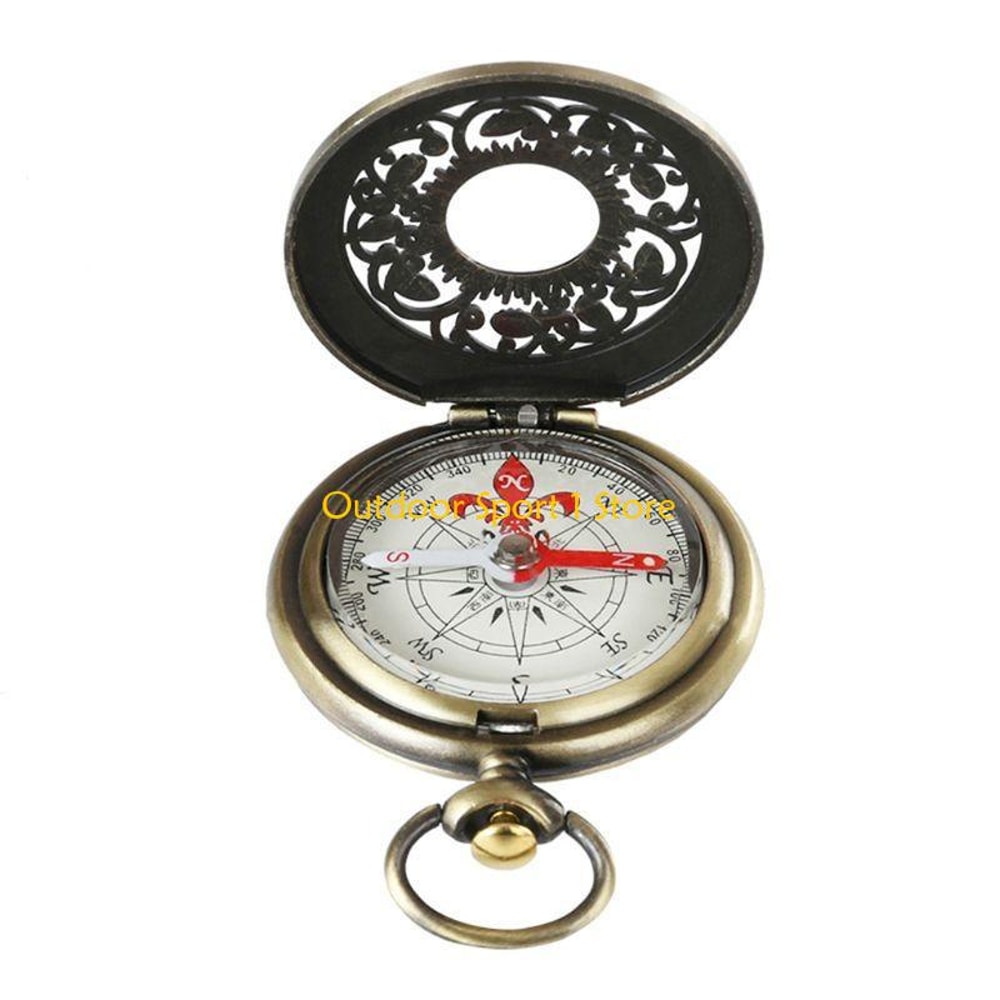 Vintage Pocket Watch Compass Necklace Outdoor Navigation Timepiece