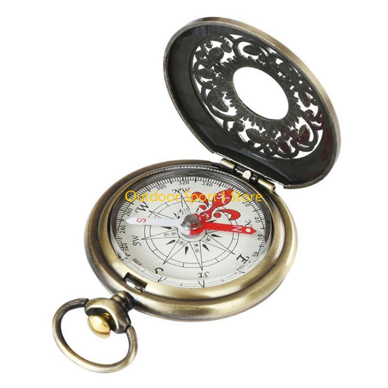 Vintage Pocket Watch Compass Necklace Outdoor Navigation Timepiece