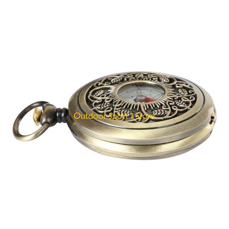 Vintage Pocket Watch Compass Necklace Outdoor Navigation Timepiece