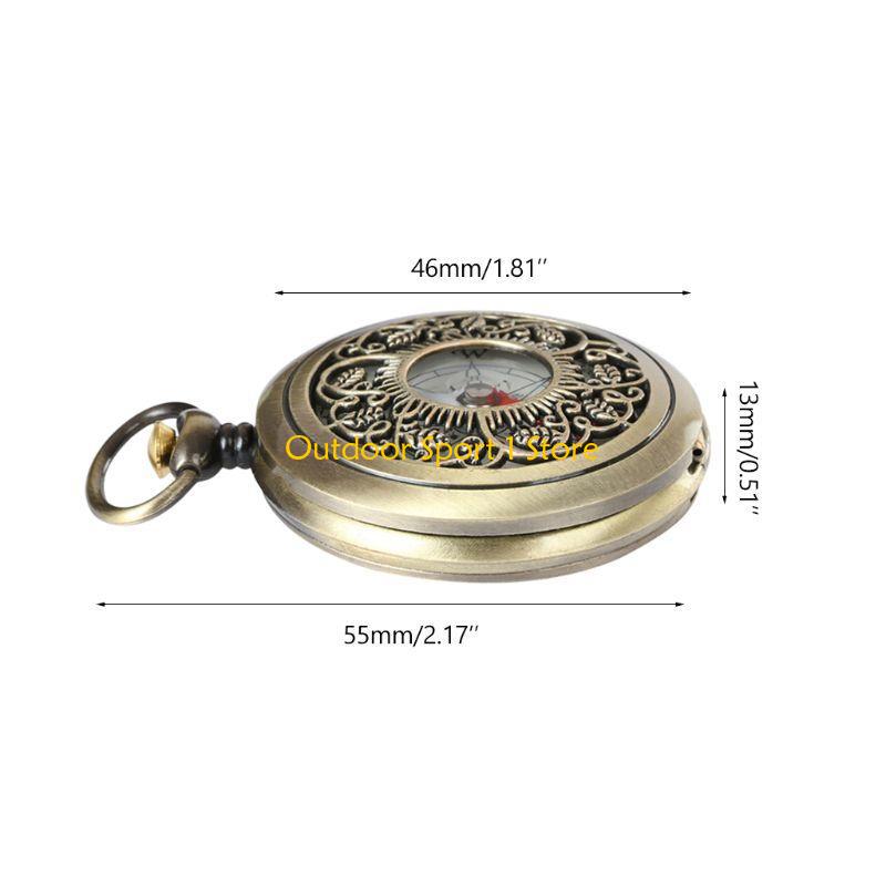 Vintage Pocket Watch Compass Necklace Outdoor Navigation Timepiece