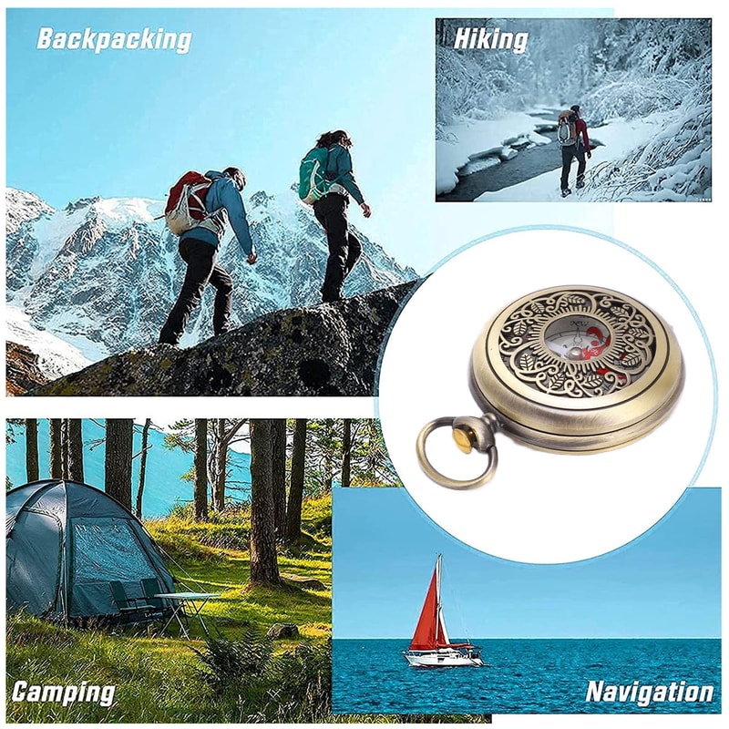 Premium Brass Hiking Compass Durable Waterproof Navigation Tool