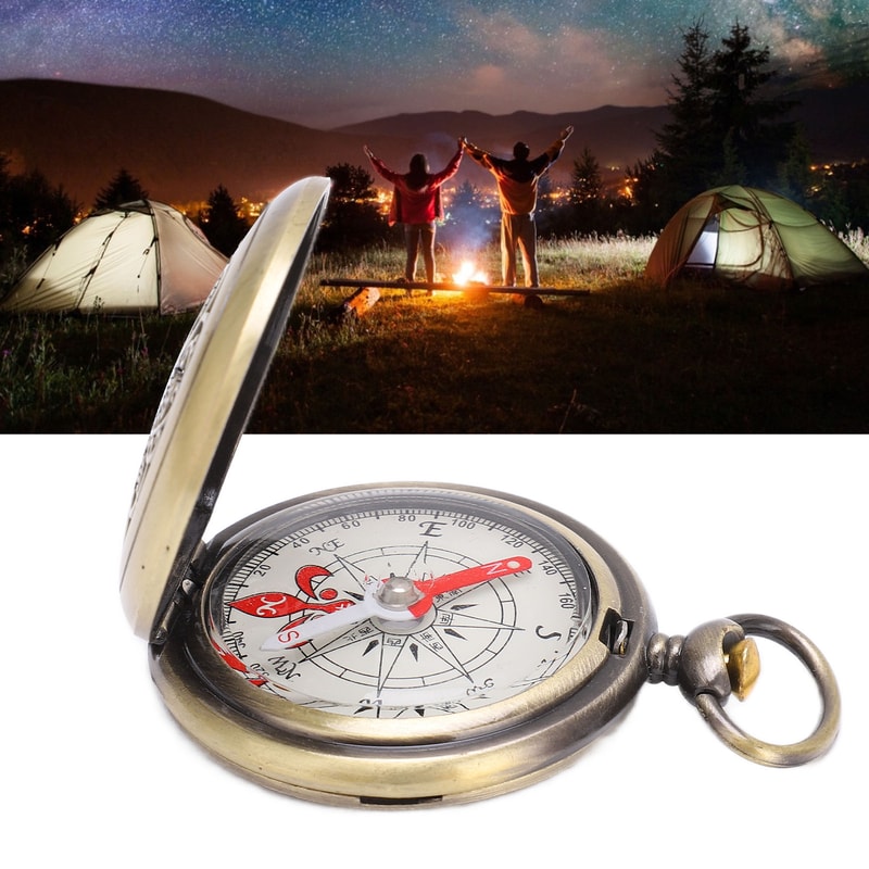 Premium Brass Hiking Compass Durable Waterproof Navigation Tool