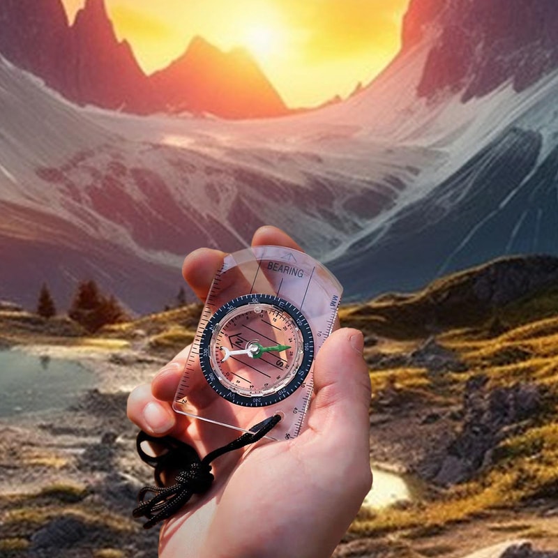 Transparent Compass Map Ruler For Hiking And Camping 2