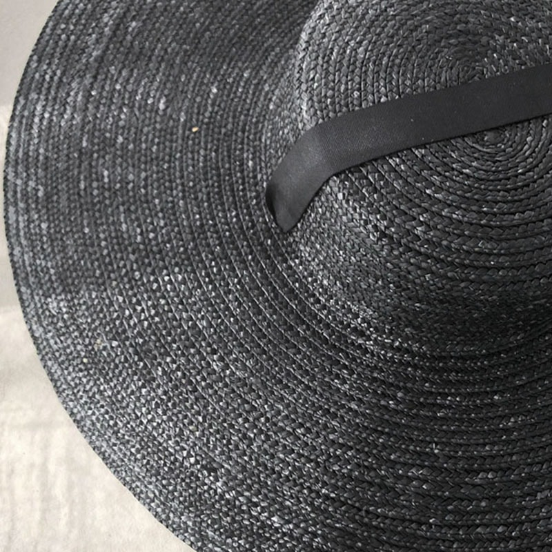 Elegant Wide Brim Straw Hat for Women Vintage Summer Beach Sun Hat