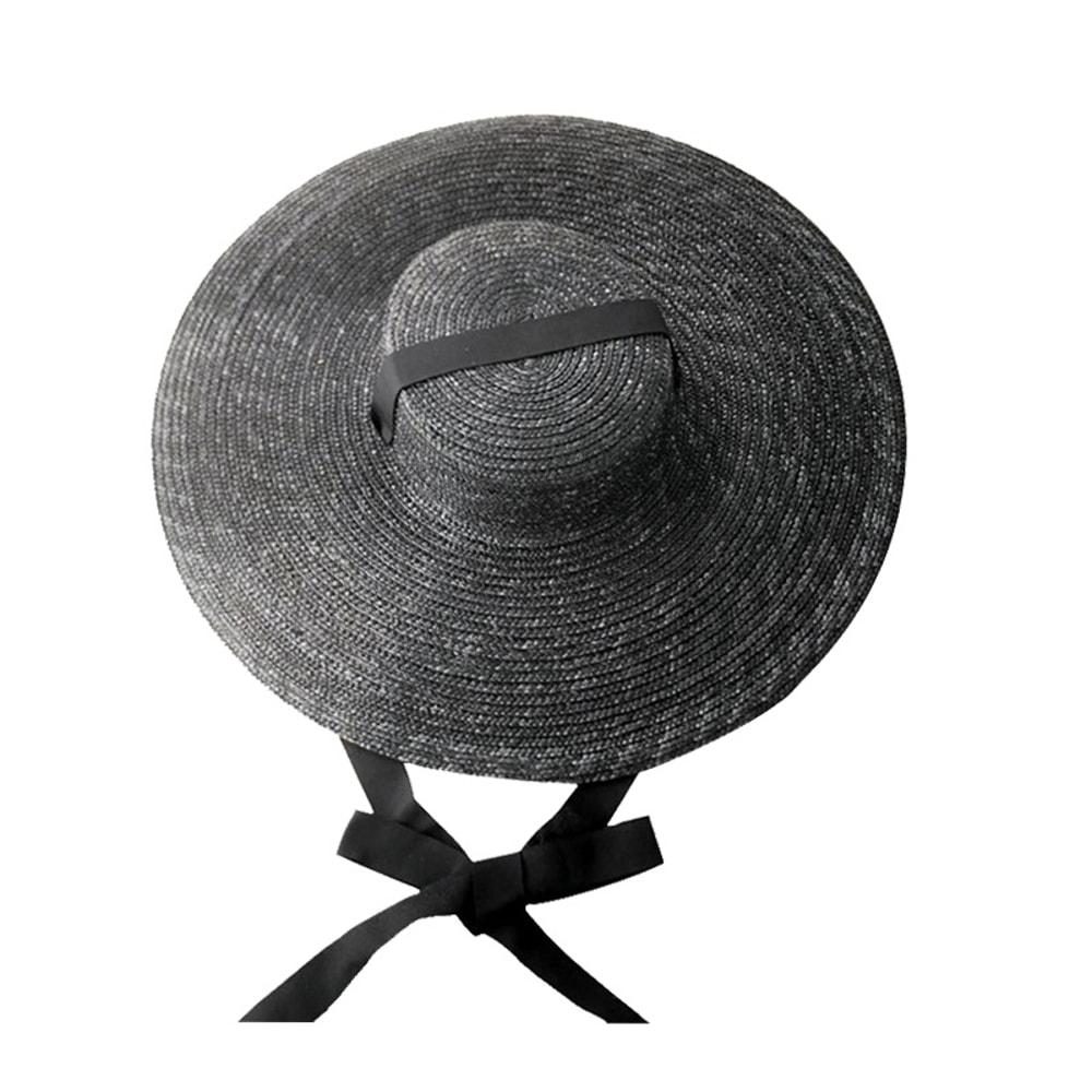 Elegant Wide Brim Straw Hat for Women Vintage Summer Beach Sun Hat
