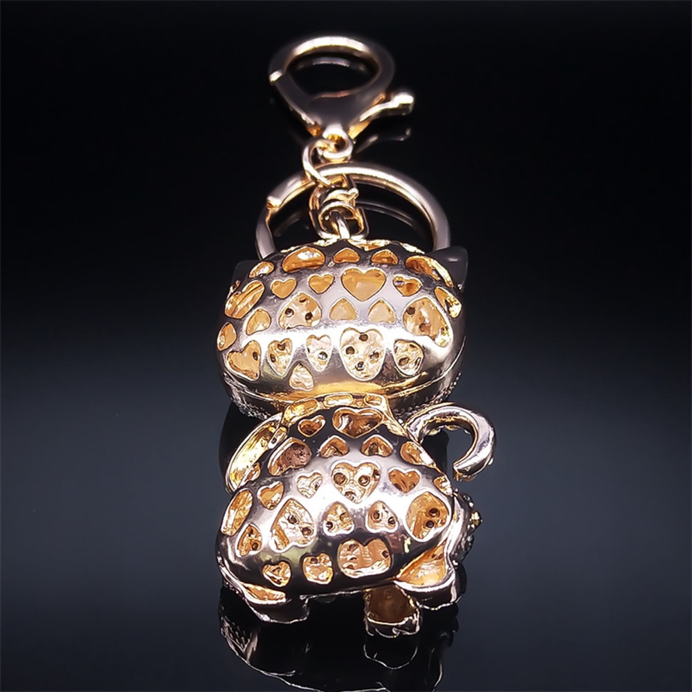 Cute Cartoon Cat Rhinestone Keychain Fashion Jewelry Gift For Women 3